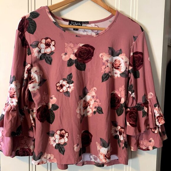 J for Justify Tops - Pink Floral Top / Shirt / Blouse